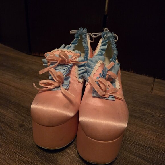 Dollskill Sugarthrillz Blue and pink satin shoes US 5 - Picture 5 of 12
